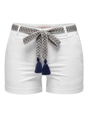 ONLY Damen Onlgeorgia Belt Shorts Pnt, Bright White/Detail:dress Blues/Oatmeal, XS von ONLY