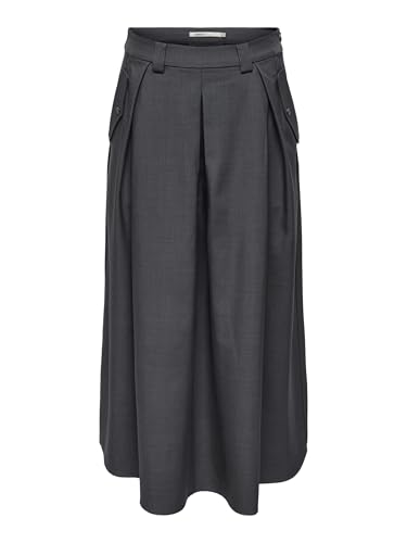 ONLY Damen Onlginny Hw Mel Wide Long Skirt PNT Rock, Dark Grey Melange, 34 von ONLY