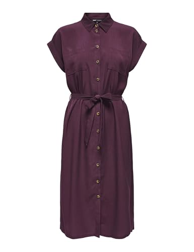 ONLY Damen Onlhannover S/S Shirt Dress Noos WVN Blusenkleid Mit Bindegürtel, Winetasting, 36 von ONLY