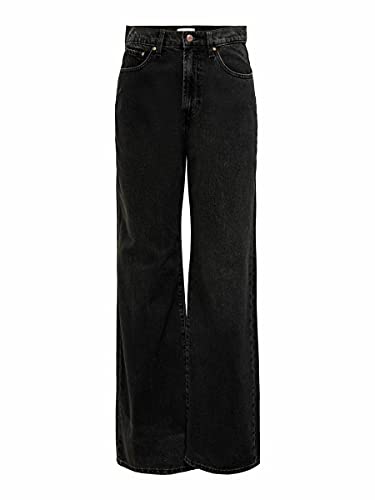 ONLY Damen Onlhope Ex Hw Wide Dnm Ana129 Noos Jeans, Black Denim, 32W 30L EU von ONLY