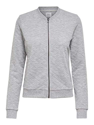 ONLY Damen Onljoyce L/S Bomber Swt Noos Sweatjacke, Light Grey Melange, XXS EU von ONLY