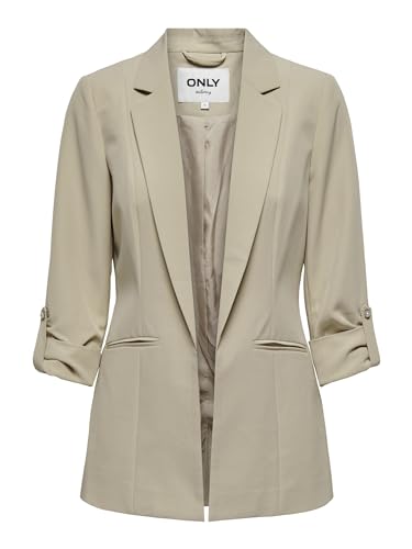 ONLY Damen Blazer ONLKayle Orleen Sakko mit Dreiviertel-Ärmeln 15218743 Oxford Tan 38 von ONLY