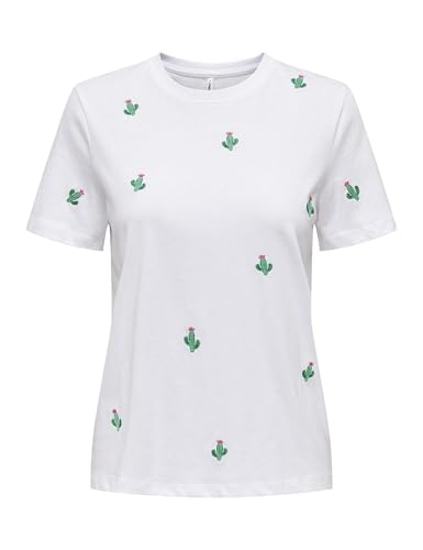 ONLY Damen Onlketty Life S/S O-Neck Top Box Cs JRS T-Shirt, Bright White, X-Small von ONLY