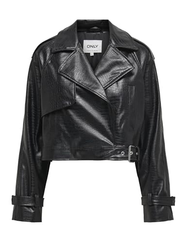 ONLY Damen Onlkira Faux Leather Jacket OTW, Black, l von ONLY