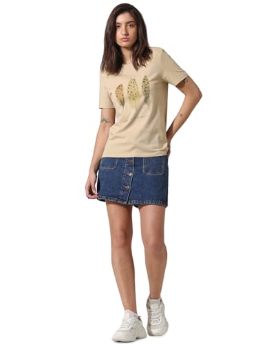 ONLY Damen Onlkita Life Reg S/S Feathers Top JRS T-Shirt, Pale Khaki/Print:Kindness, Small von ONLY