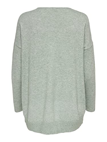 ONLY Damen Onllely L/S løs V-hals træk knækker Strickpullover, Basil/Detail:melange, XS EU von ONLY