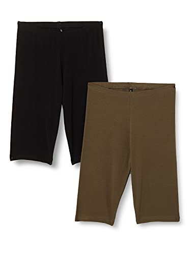 ONLY Damen Mini Shorts Leggins 2-er Stück Pack | Fitness Radlerhose Onllive | Unterrock Hotpants, Farben:Schwarz-Grün, Größe:34 von ONLY