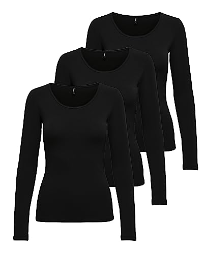 ONLY Damen Onllive Love LS O-Neck TOP 3-Pack, XS ONLY Damen Onllive Love LS O-Neck TOP 3-Pack, XS von ONLY
