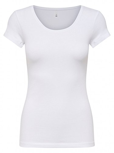 ONLY Damen Onllive Love New SS O-Neck TOP NOOS T-Shirt, Weiß (White), 34 (Herstellergröße:XS) von ONLY