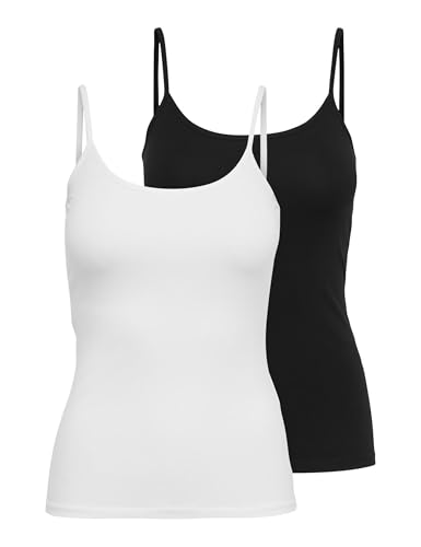 ONLY Damen Onllove Singlet 2Pack JRS Noos, Black, XS (2er Pack) von ONLY