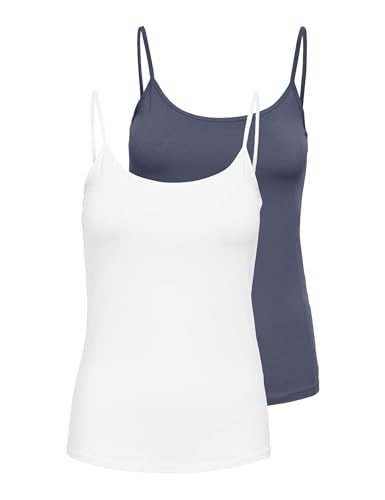 ONLY Damen Onllove Singlet 2Pack JRS Noos, White, X-Large (2er Pack) von ONLY