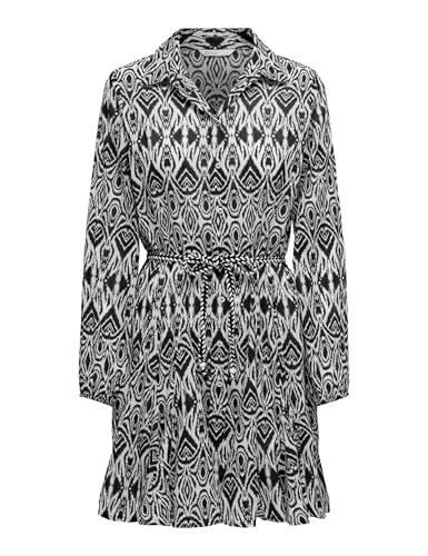 ONLY Damen Onllumina L/S Short Dress WVN Noos Kurzes Hemdkragenkleid Mit Elastischen Bündchen Für Den Sommer, Black, Small von ONLY