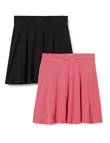 ONLY Damen Onlmay Skater Skirt Jrs 2pk Rock, Black/Pack:high Risk Red Stripes Cd Pollo, XS EU von ONLY