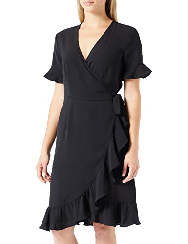 ONLY Damen Onlmette S/S Wrap Frill Dress WVN Wickelkleid, Schwarz, S EU von ONLY