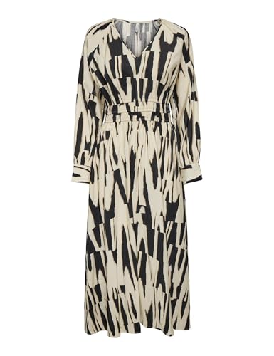 ONLY Damen ONLMILA Life L/S V-Neck MIDI Dress PTM Kleid, Black/AOP:Cherie Graphic, X-Small ONLY Damen ONLMILA Life L/S V-Neck MIDI Dress PTM Kleid, Black/AOP:Cherie Graphic, X-Small von ONLY