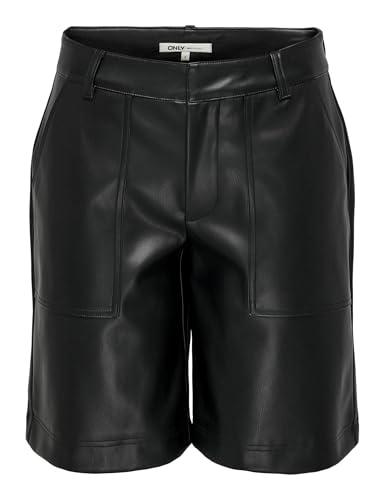 ONLY Damen Onlmiri Life Faux Le Bermuda PNT Shorts, Black, L ONLY Damen Onlmiri Life Faux Le Bermuda PNT Shorts, Black, L von ONLY