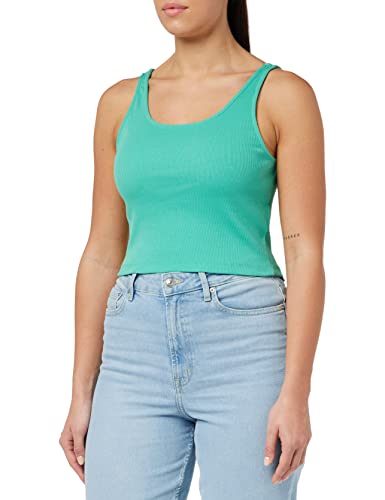 ONLY Damen Geripptes Crop Top | Kurzes Sleeveless Rundhals Oberteil | Bauchfrei Einfarbig ONLNESSA, Farben:Grün, Größe:M von ONLY