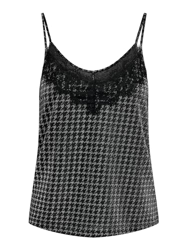 ONLY Damen Onlnew Carol S/L Glitter Mix Top Box Jrs, Black/Detail:houndstooth Silver, L von ONLY