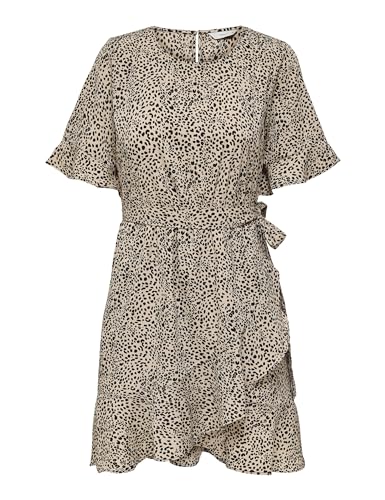 ONLY Damen Onlnew Olivia S/S Short Wrap Dress WVN, Silver Mink/AOP:lina Small Leo, XS ONLY Damen Onlnew Olivia S/S Short Wrap Dress WVN, Silver Mink/AOP:lina Small Leo, XS von ONLY