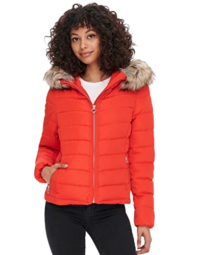 ONLY Damen Onlnewellan Cc Otw Quilted Hood Jacket Jacke, Red Alert, L EU von ONLY