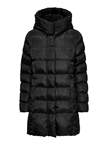 ONLY Damen Steppmantel ONLNewlina Puffer Coat gesteppte Damenjacke mit Kapuze15234957 black M von ONLY