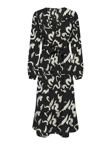 ONLY Damen Onlnova Life Elite Amy Long Dress Kleid, Black/AOP:587 Yoko, Small von ONLY