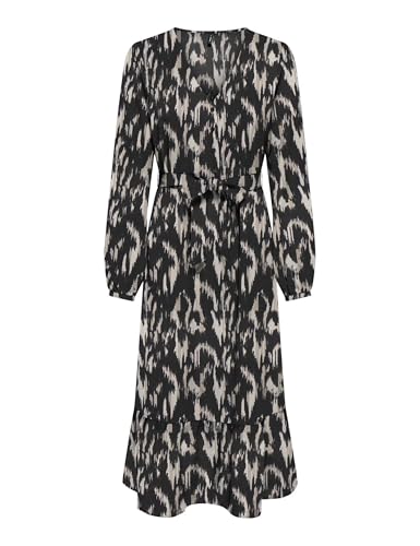 ONLY Damen Onlnova Life Elite Amy Long Dress Kleid, Black/AOP:590 Rough Animal, Small von ONLY