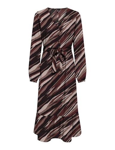 ONLY Damen Onlnova Life Elite Amy Long Dress Kleid, Brown Stone/AOP:589 Russet Graphic, L von ONLY