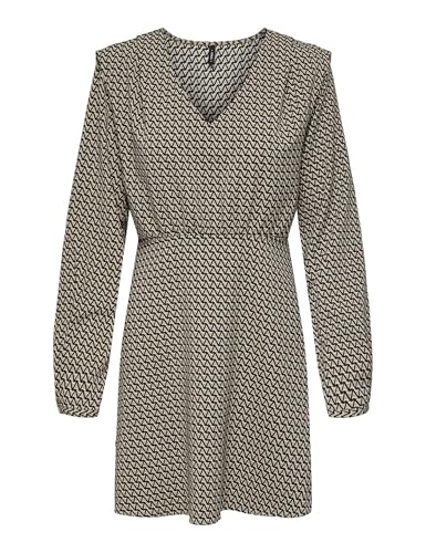 ONLY Damen Onlnova Life Elite L/S Monica Dress Kleid, Chipmunk/AOP:588 Breaker geo, X-Small von ONLY