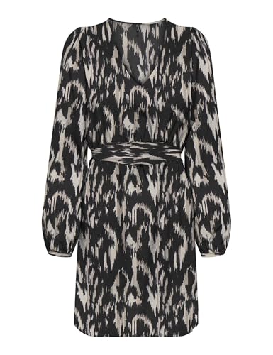 ONLY Damen Onlnova Life Elite L/S Siri Dress Kleid, Black/AOP:590 Rough Animal, X-Small ONLY Damen Onlnova Life Elite L/S Siri Dress Kleid, Black/AOP:590 Rough Animal, X-Small von ONLY