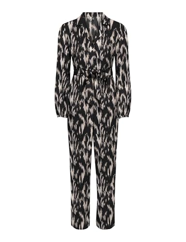 ONLY Damen Onlnova Life Elite L/S ZIRA Jumpsuit, Black/AOP:590 Rough Animal, 46 von ONLY