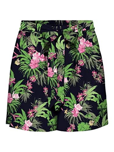 ONLY Damen Onlnova Life Jasmin PTM Shorts, Black/AOP:436 Pure Tropical, XL von ONLY