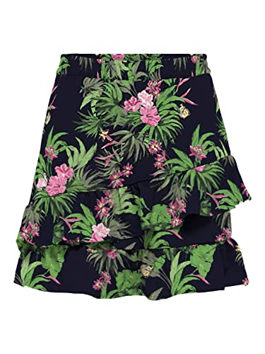 ONLY Damen Onlnova Life Merle Short Skirt PTM Rock, Black/AOP:436 Pure Tropical, L von ONLY