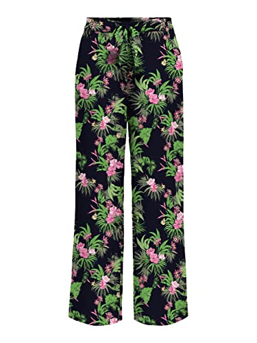 ONLY Damen Onlnova Life Palazzo Pant PTM Hose, Black/AOP:436 Pure Tropical, 36 von ONLY