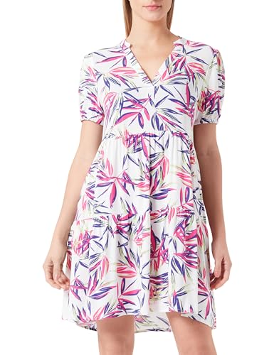 ONLY Damen Onlnova Life S/S THEA Dress PTM Sommerkleid, Cloud Dancer/AOP:476 True Leaf, Large von ONLY