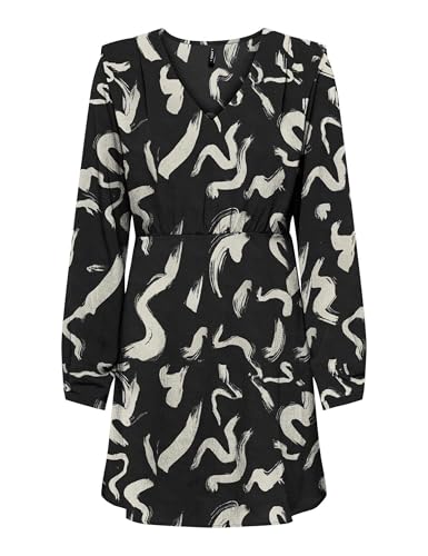 ONLY Damen Onlnova Life VIS L/S Monica Dress Kleid, Black/AOP:587 Yoko, X-Small ONLY Damen Onlnova Life VIS L/S Monica Dress Kleid, Black/AOP:587 Yoko, X-Small von ONLY