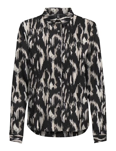 ONLY Damen Onlnova Life Vis L/S Lynne Shirt Bluse, Black/AOP:590 Rough Animal, XS von ONLY