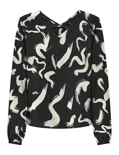 ONLY Damen Onlnova Life Vis L/S Mallory Top Bluse, Black/AOP:587 Yoko, XS von ONLY