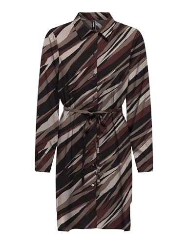 ONLY Damen Onlnova Life Vis L/S Shirt Dress Kleid, Brown Stone/AOP:589 Russet Graphic, Small von ONLY