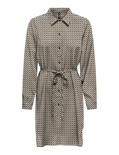 ONLY Damen Onlnova Life Vis L/S Shirt Dress Kleid, Chipmunk/AOP:588 Breaker geo, X-Large von ONLY