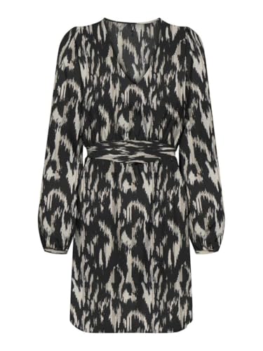 ONLY Damen Onlnova Life Vis L/S Siri Dress Kleid, Black/AOP:592 Charm Boho, L von ONLY