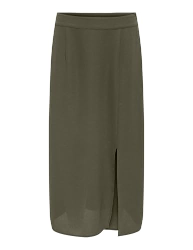 ONLY Damen Onlnova Life Vis Piper Slit Skirt Solid Rock, Kalamata, L von ONLY