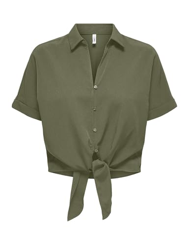 ONLY Damen Onlnova Life Vis S/S Knot Shirt Solid, Kalamata, X-Small ONLY Damen Onlnova Life Vis S/S Knot Shirt Solid, Kalamata, X-Small von ONLY