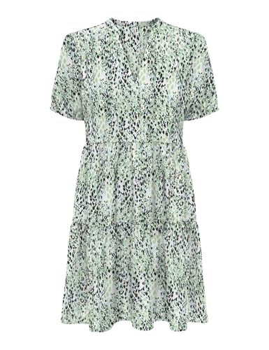 ONLY Damen Onlnova Life Vis S/S Thea Dress AOP, Quiet Green, Large von ONLY