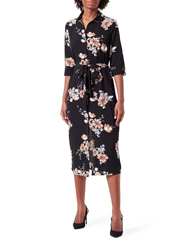 ONLY Damen Onlnova Lux 3/4 Shirt Dress Aop Ptm, Black/Aop:romantic Flower, 38 von ONLY