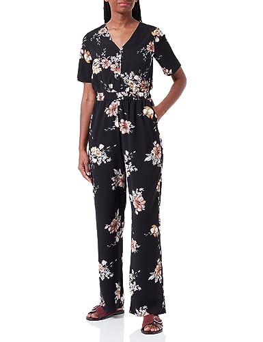 ONLY Damen Onlnova Lux S/S Alicia Jumpsuit Aop, Black/AOP:Romantic flower, S von ONLY