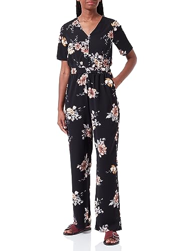 ONLY Damen Onlnova Lux S/S Alicia Jumpsuit Aop, Black/AOP:Romantic flower, XS von ONLY