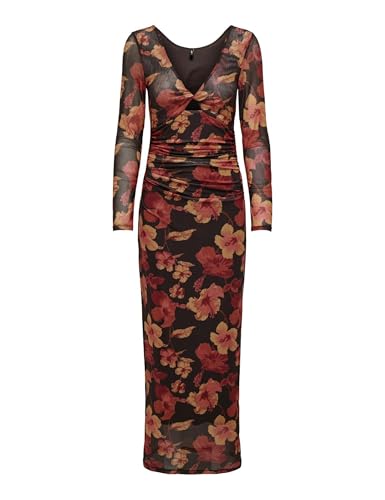 ONLY Damen Onlparis L/S Reversible Dress Box JRS Kleid, Black Coffee/AOP:Big Flower, L von ONLY