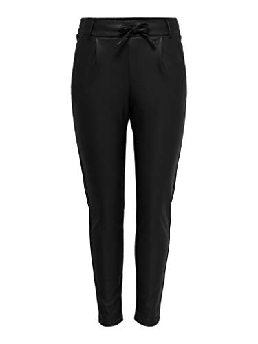 ONLY Damen Onlpoptrash Easy Coated Pant Pnt Noos Hose, Black, L/34 EU von ONLY