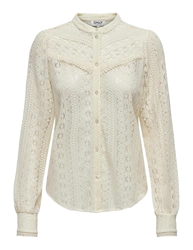 ONLY Damen Onlreba Lace L/S Shirt WVN Noos, Egret, XS von ONLY